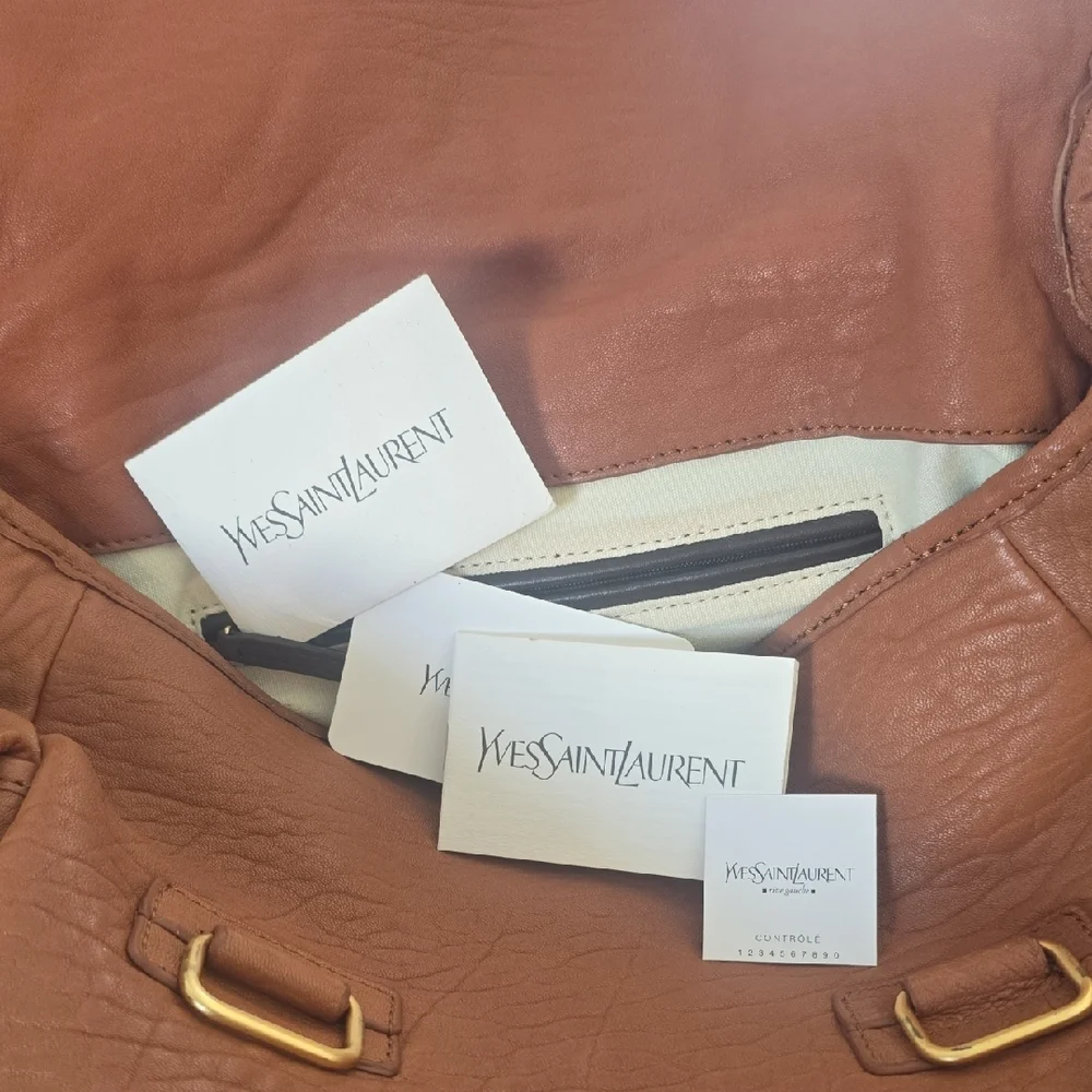 Yves Saint Laurent Tan Leather Satchel with Gold Hardware